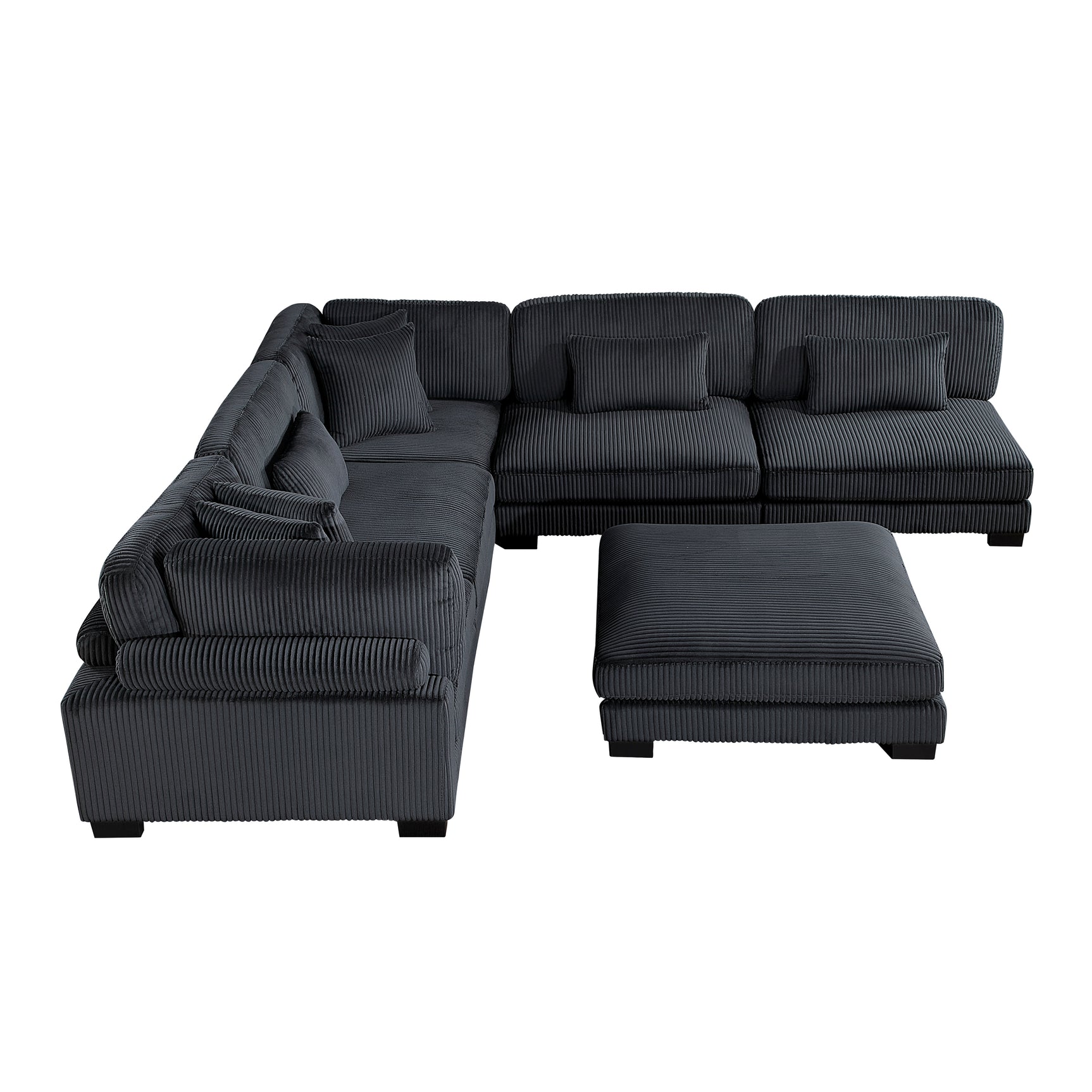 Traverse Black 6-Piece Modular Sectional with Ottoman - Ornate Home