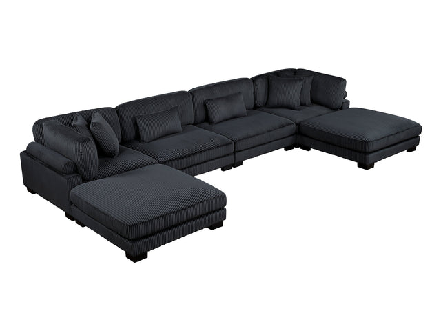 Traverse Black 6-Piece Modular Sectional with Ottomans - Ornate Home