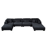 Traverse Black 6-Piece Modular Sectional with Ottomans - Ornate Home