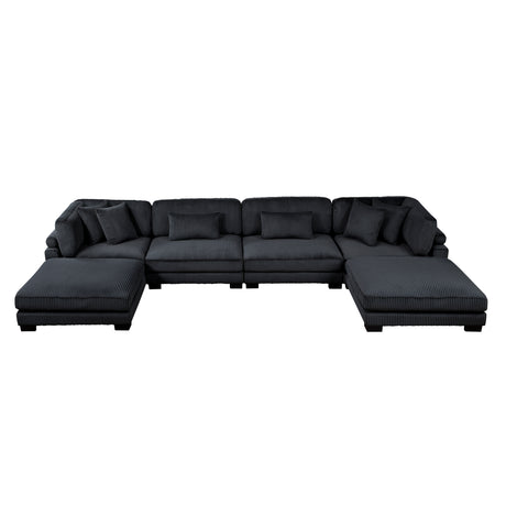 Traverse Black 6-Piece Modular Sectional with Ottomans - Ornate Home