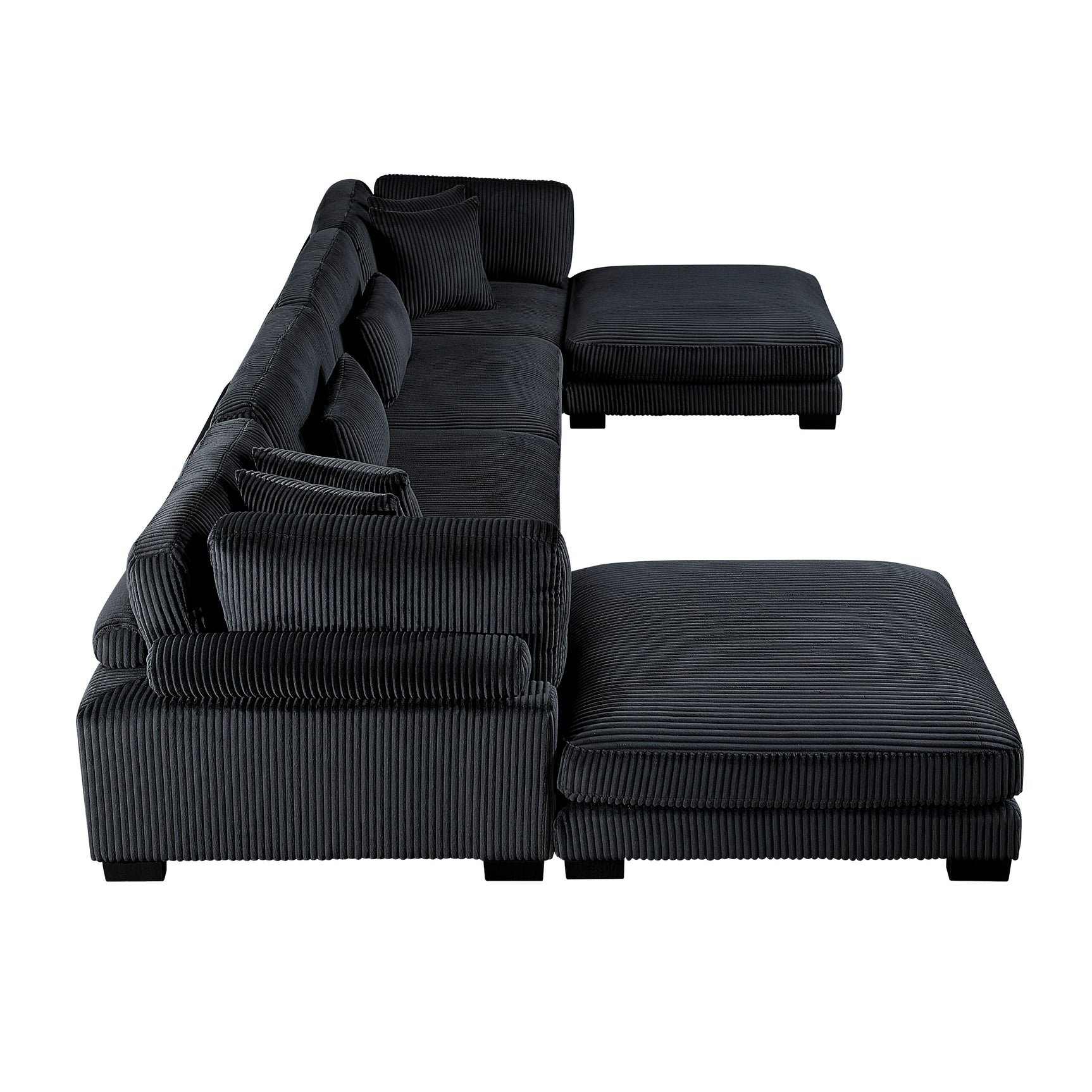 Traverse Black 6-Piece Modular Sectional with Ottomans - Ornate Home