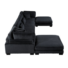 Traverse Black 6-Piece Modular Sectional with Ottomans - Ornate Home