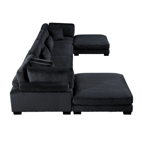 Traverse Black 6-Piece Modular Sectional with Ottomans - Ornate Home