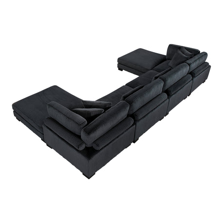 Traverse Black 6-Piece Modular Sectional with Ottomans - Ornate Home