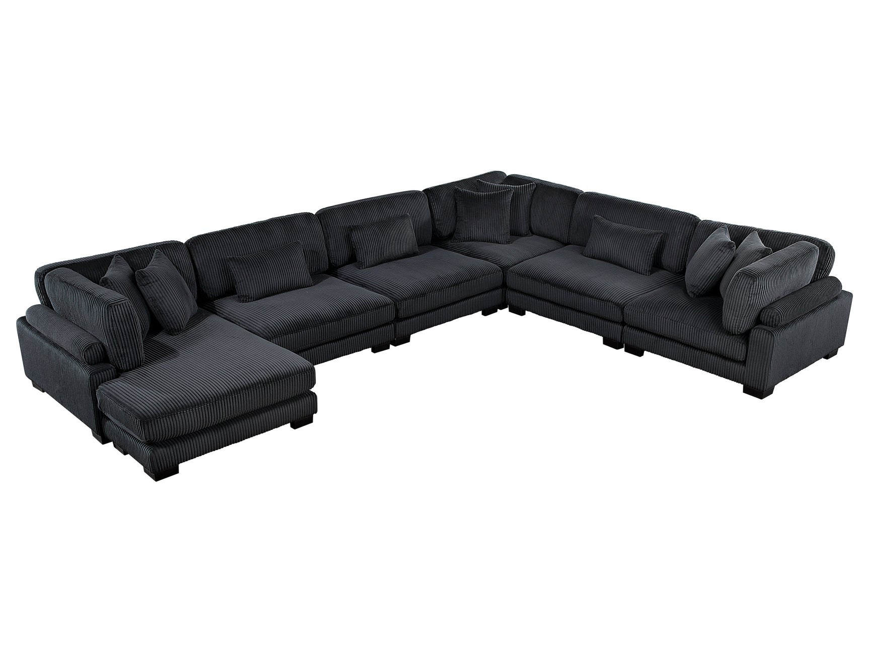 Traverse Black 6-Piece Modular Sectional with Reversible Chaise - Ornate Home