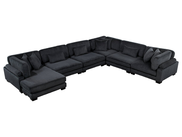 Traverse Black 6-Piece Modular Sectional with Reversible Chaise - Ornate Home