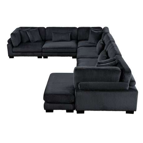Traverse Black 6-Piece Modular Sectional with Reversible Chaise - Ornate Home