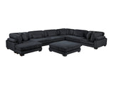 Traverse Black 7-Piece Modular Sectional with Reversible Chaise and Ottoman - Ornate Home