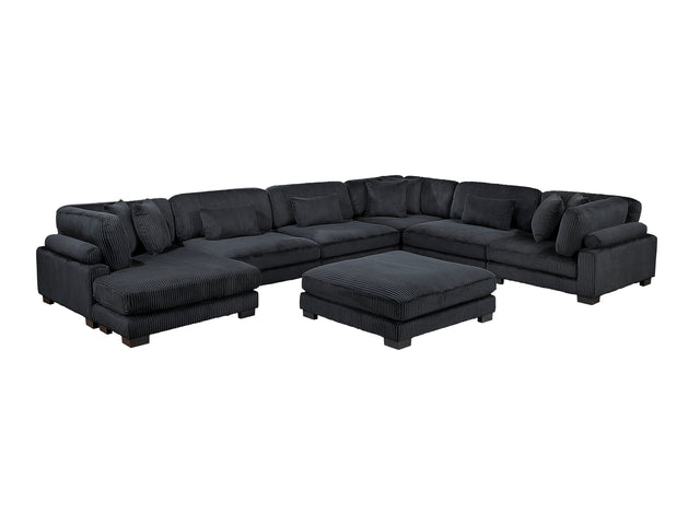 Traverse Black 7-Piece Modular Sectional with Reversible Chaise and Ottoman - Ornate Home