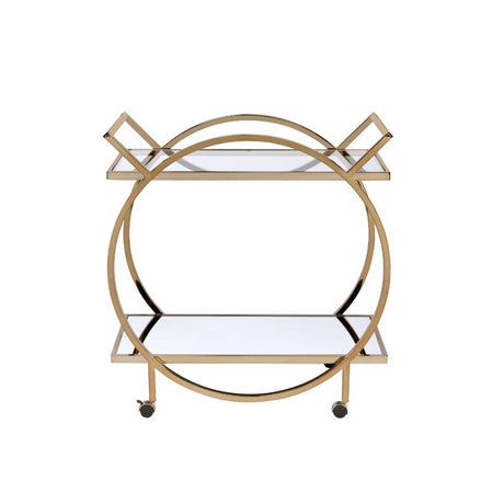 Traverse Champagne & Mirrored Serving Cart - Ornate Home
