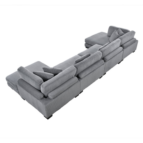 Traverse Gray 4-Piece Modular Sectional Sofa with Reversible Chaise - Ornate Home