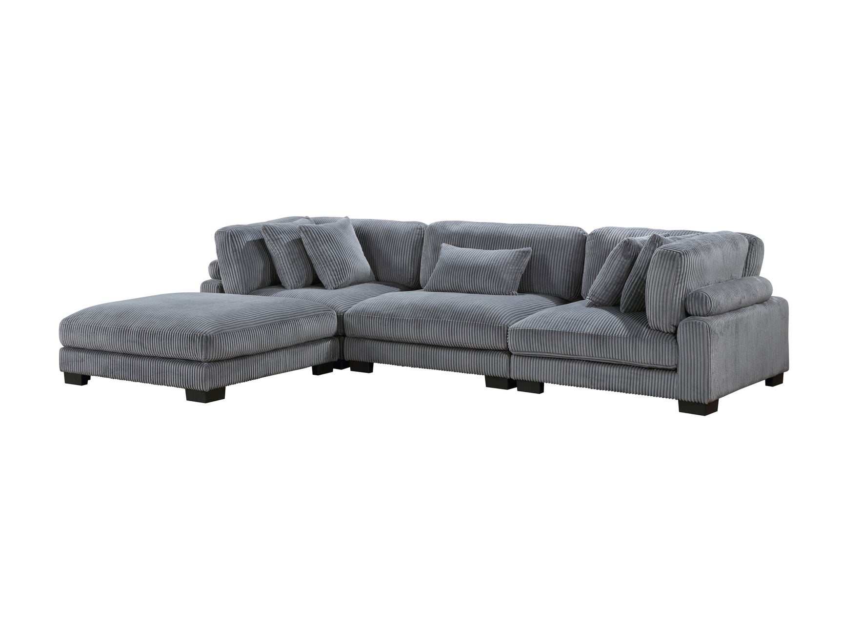 Traverse Gray 4-Piece Modular Sectional with Ottoman - Ornate Home