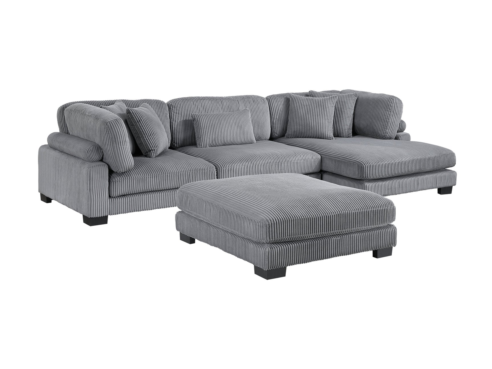 Traverse Gray 4-Piece Modular Sectional with Reversible Chaise and Ottoman - Ornate Home