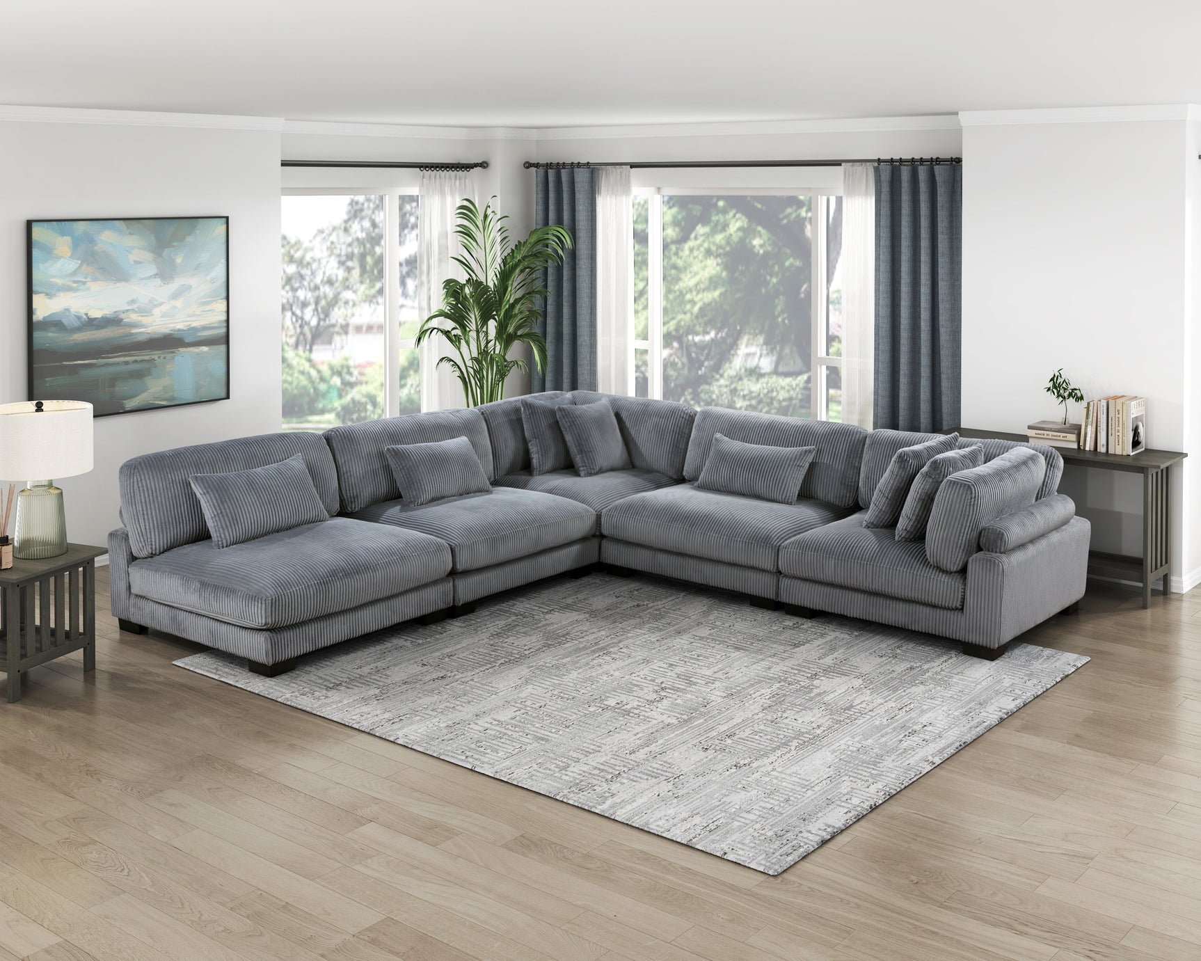 Traverse Gray 5-Piece Modular Sectional - Ornate Home