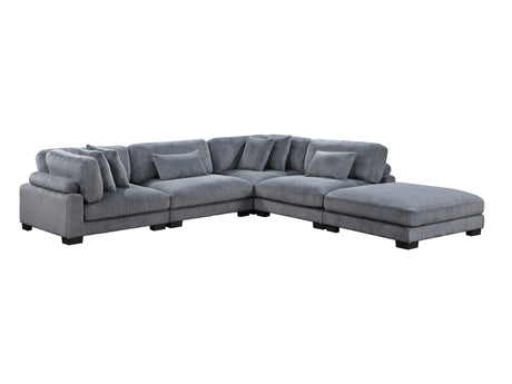 Traverse Gray 5-Piece Modular Sectional with Ottoman - Ornate Home