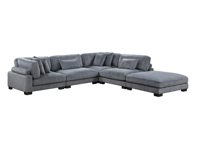 Traverse Gray 5-Piece Modular Sectional with Ottoman - Ornate Home