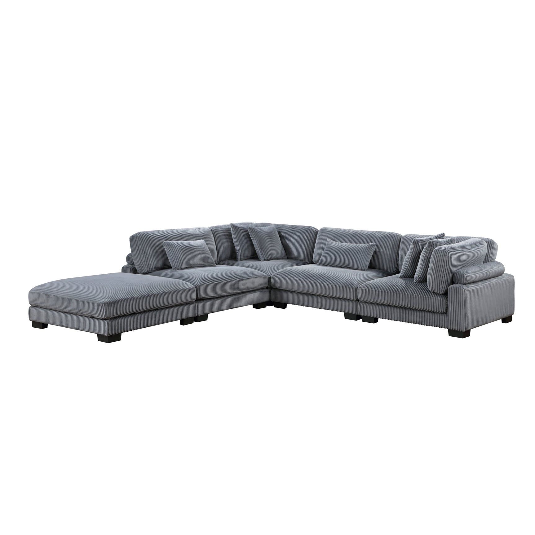 Traverse Gray 5-Piece Modular Sectional with Ottoman - Ornate Home