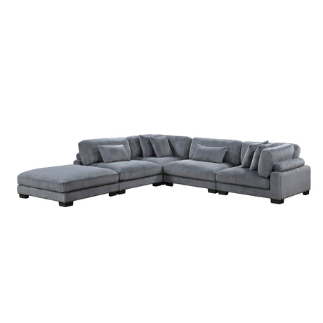 Traverse Gray 5-Piece Modular Sectional with Ottoman - Ornate Home