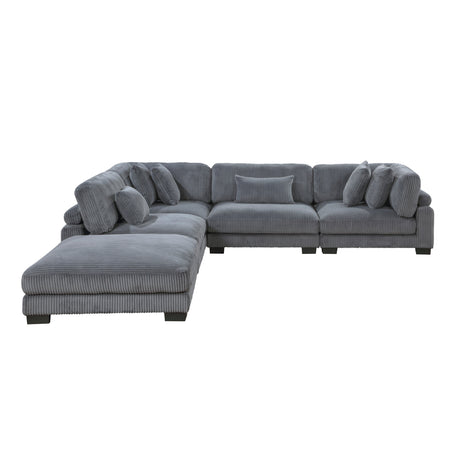 Traverse Gray 5-Piece Modular Sectional with Ottoman - Ornate Home