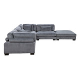 Traverse Gray 5-Piece Modular Sectional with Ottoman - Ornate Home