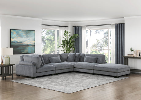 Traverse Gray 5-Piece Modular Sectional with Ottoman - Ornate Home