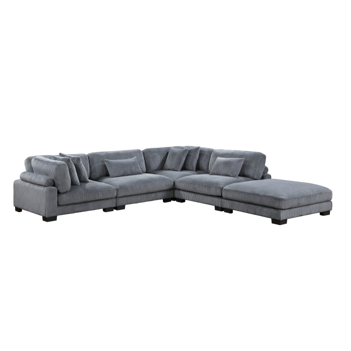 Traverse Gray 5-Piece Modular Sectional with Ottoman - Ornate Home