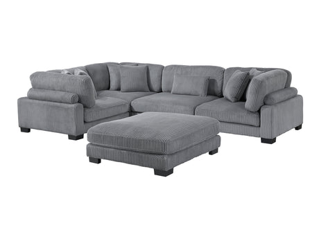 Traverse Gray 5-Piece Modular Sectional with Ottoman - Ornate Home