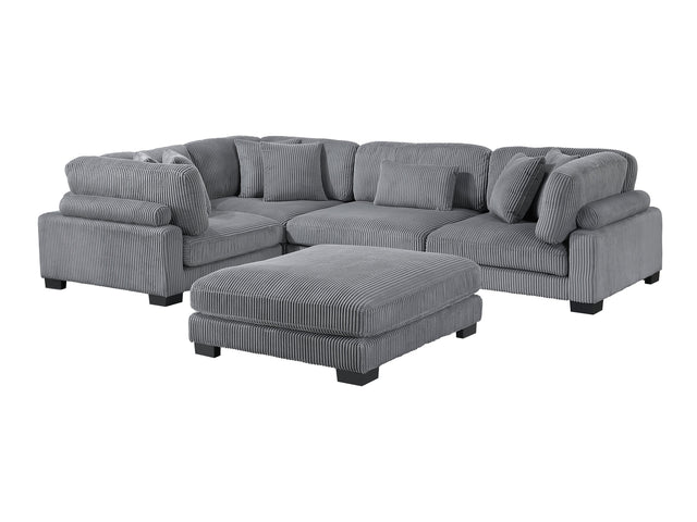 Traverse Gray 5-Piece Modular Sectional with Ottoman - Ornate Home