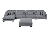 Traverse Gray 5-Piece Modular Sectional with Reversible Chaise and Ottoman - Ornate Home