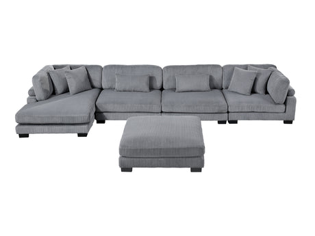 Traverse Gray 5-Piece Modular Sectional with Reversible Chaise and Ottoman - Ornate Home