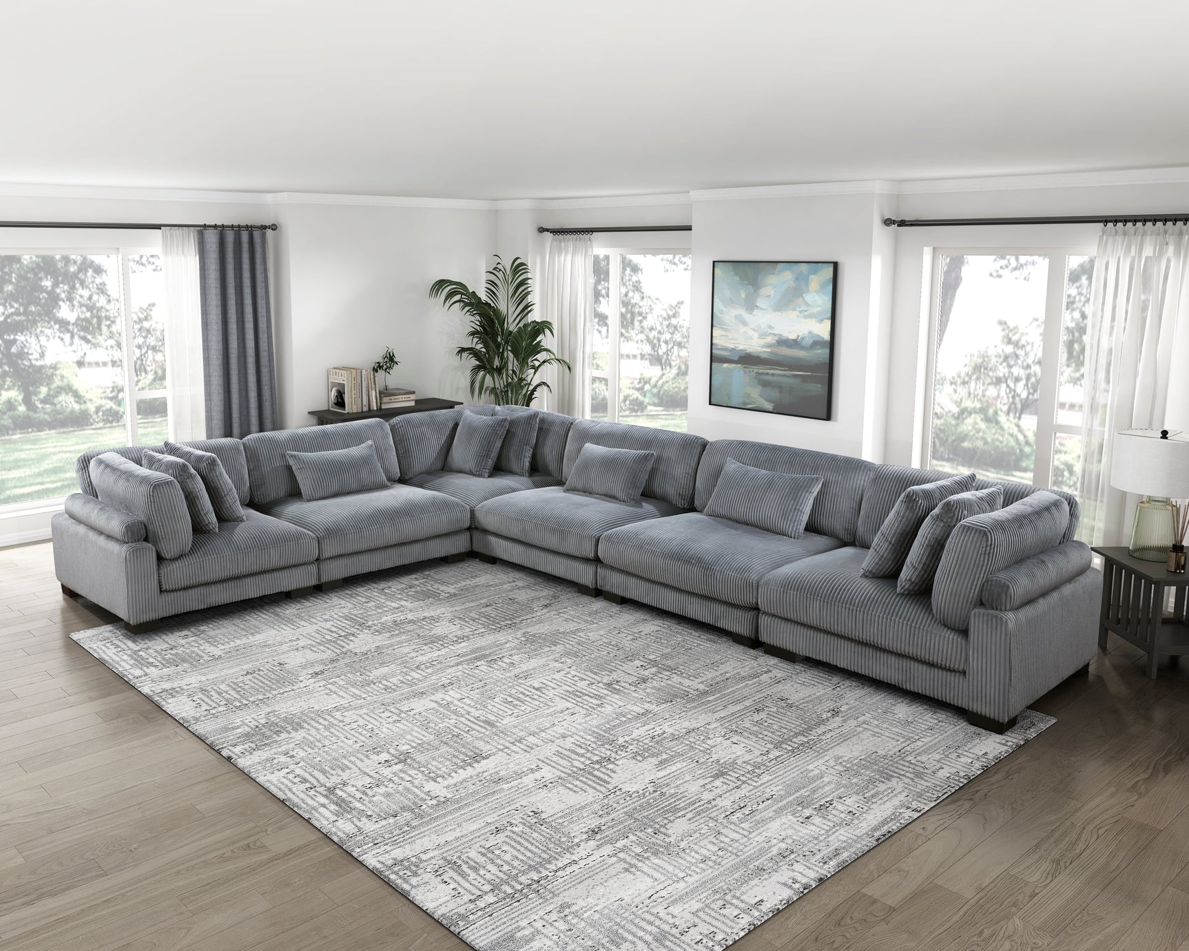 Traverse Gray  6-Piece Modular Sectional - Ornate Home