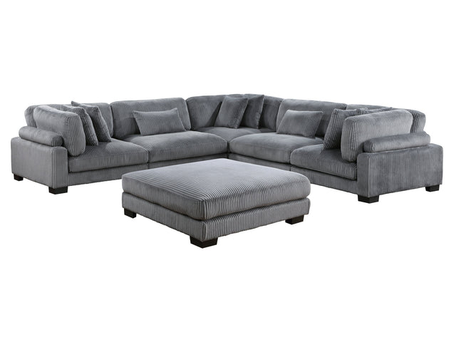 Traverse Gray 6-Piece Modular Sectional w/Ottoman - Ornate Home