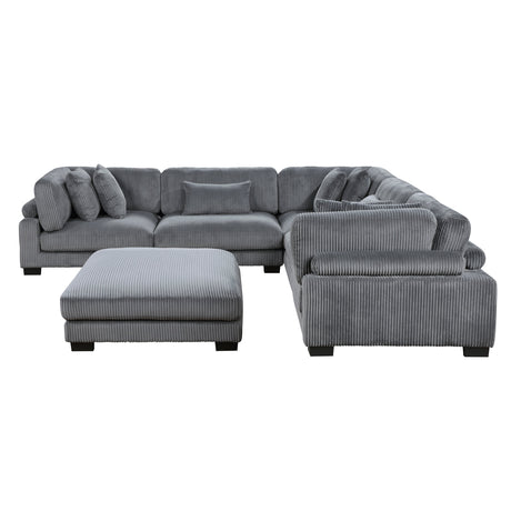 Traverse Gray 6-Piece Modular Sectional w/Ottoman - Ornate Home