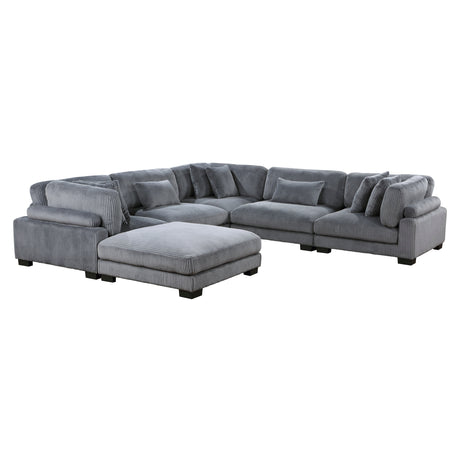 Traverse Gray 6-Piece Modular Sectional w/Ottoman - Ornate Home