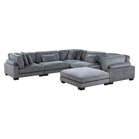 Traverse Gray 6-Piece Modular Sectional w/Ottoman - Ornate Home