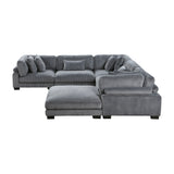Traverse Gray 6-Piece Modular Sectional w/Ottoman - Ornate Home