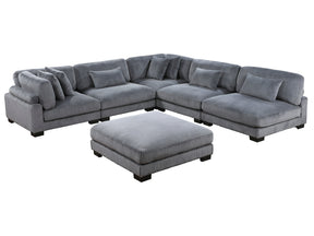 Traverse Gray 6-Piece Modular Sectional with Ottoman - Ornate Home