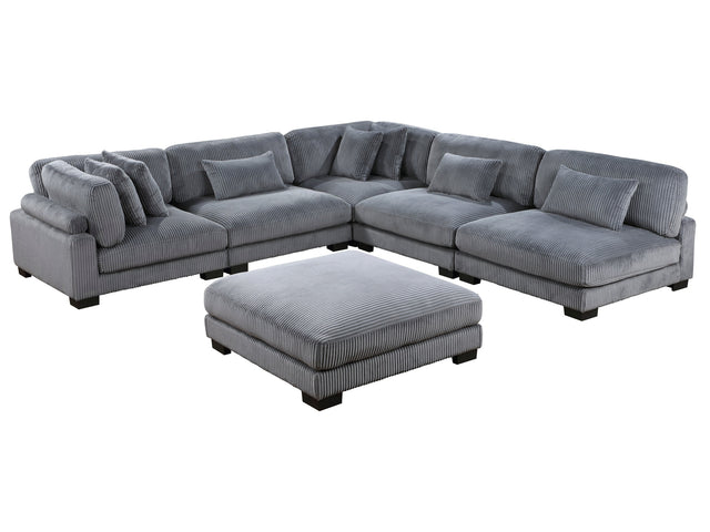 Traverse Gray 6-Piece Modular Sectional with Ottoman - Ornate Home