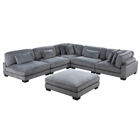 Traverse Gray 6-Piece Modular Sectional with Ottoman - Ornate Home