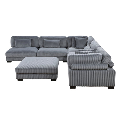 Traverse Gray 6-Piece Modular Sectional with Ottoman - Ornate Home