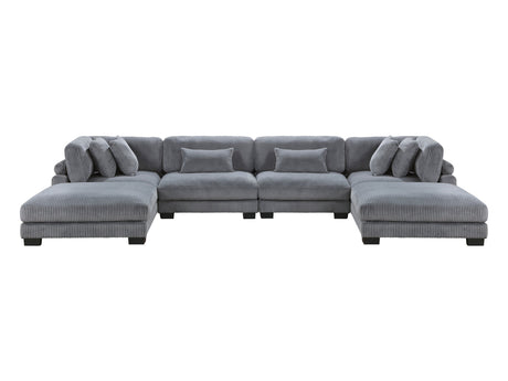 Traverse Gray 6-Piece Modular Sectional with Ottomans - Ornate Home