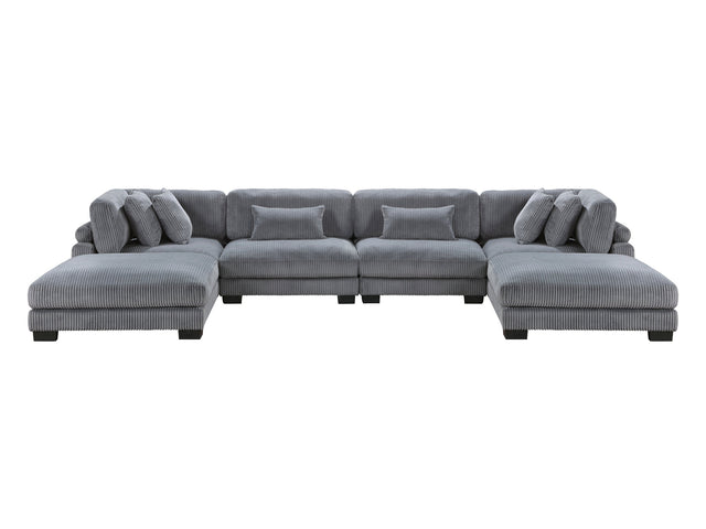 Traverse Gray 6-Piece Modular Sectional with Ottomans - Ornate Home