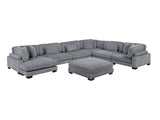 Traverse Gray 7-Piece Modular Sectional with Reversible Chaise and Ottoman - Ornate Home