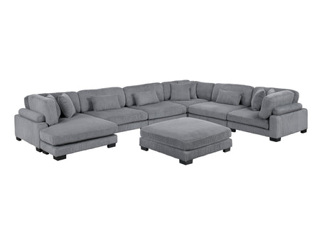 Traverse Gray 7-Piece Modular Sectional with Reversible Chaise and Ottoman - Ornate Home