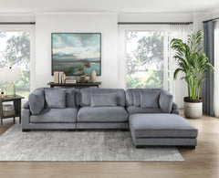Traverse Gray Corduroy Ottoman - Ornate Home