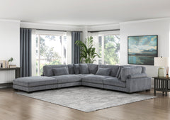 Traverse Gray Gray Corduroy Ottoman - Ornate Home