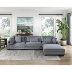 Traverse Gray Gray Corduroy Ottoman - Ornate Home