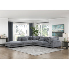Traverse Gray Gray Corduroy Ottoman - Ornate Home
