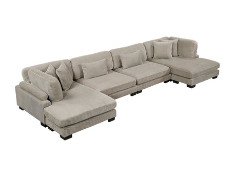 Traverse Taupe 4-Piece Modular Sectional Sofa with Reversible Chaise - Ornate Home