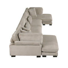 Traverse Taupe 4-Piece Modular Sectional Sofa with Reversible Chaise - Ornate Home
